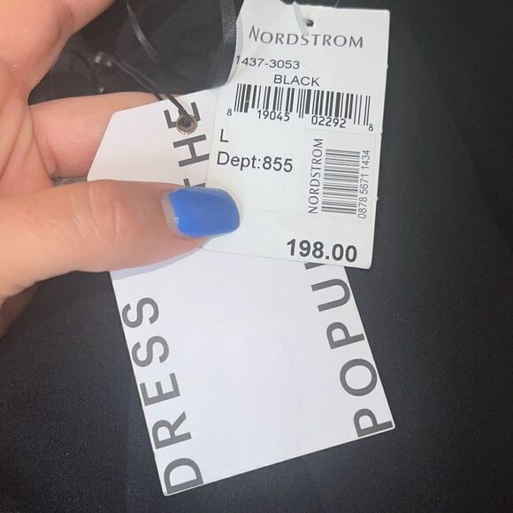 Dress the Population NWT Iris Slit Crepe Gown Black Dress Size Large - Picture 6 of 6